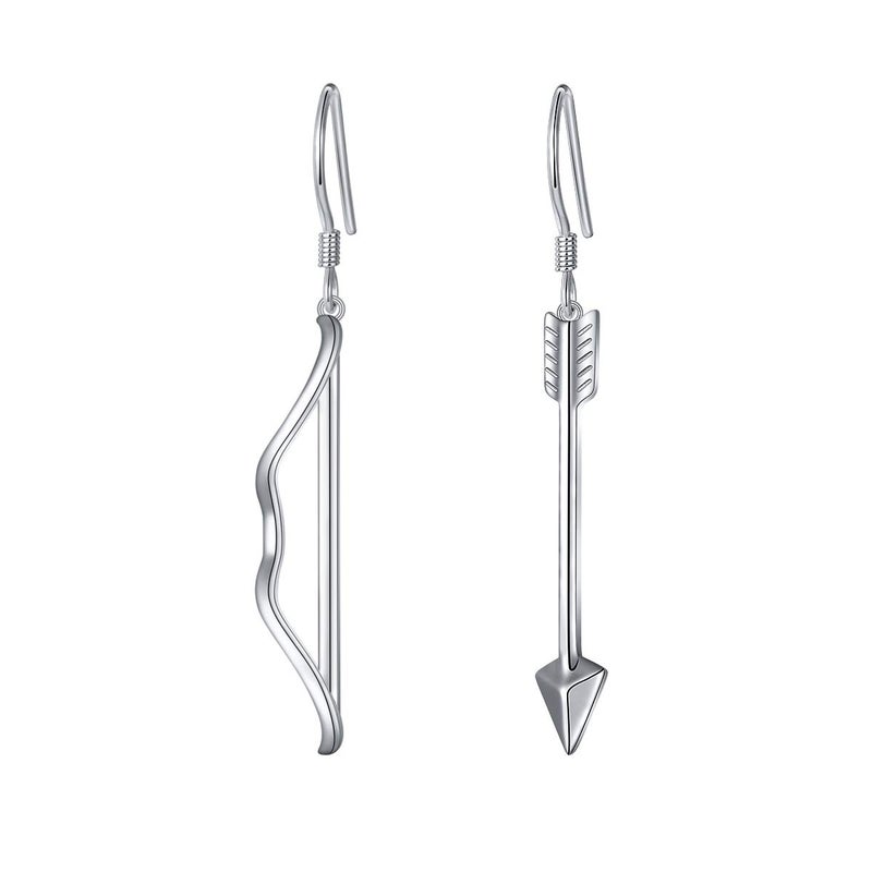 DAOCHONG S925 Sterling Silver Bow Arrow Dangle Drop Mismatched Asymmetry Earrings for Women - Image 1